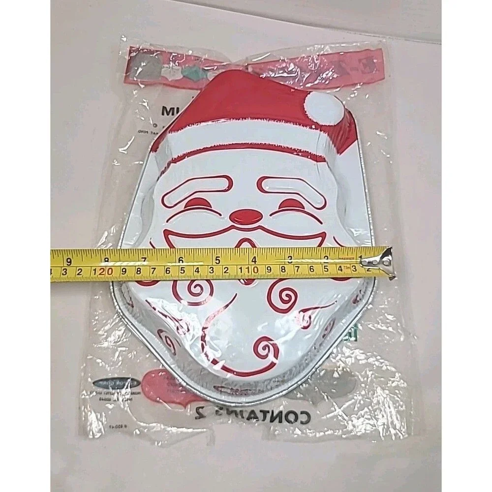 Vintage E-Z FOIL Re-Usable Super Aluminum Santa Claus Cake Pans 2 Pack